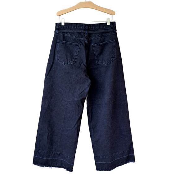 FRAME Pixie High Rise Baggy Wide Leg Jeans Released Hem Dark Wash Supermoon 28 - Picture 4 of 12